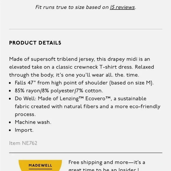 Madewell Relaxed Midi Tee Dress in Grey Size M - Picture 3 of 5